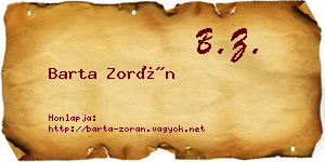 Barta Zorán névjegykártya